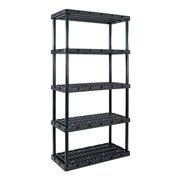 Gracious Living Plastic Shelving Unit, 36 in W x 72 in H x 18 in D, 5 Shelves, Black 91086-1C